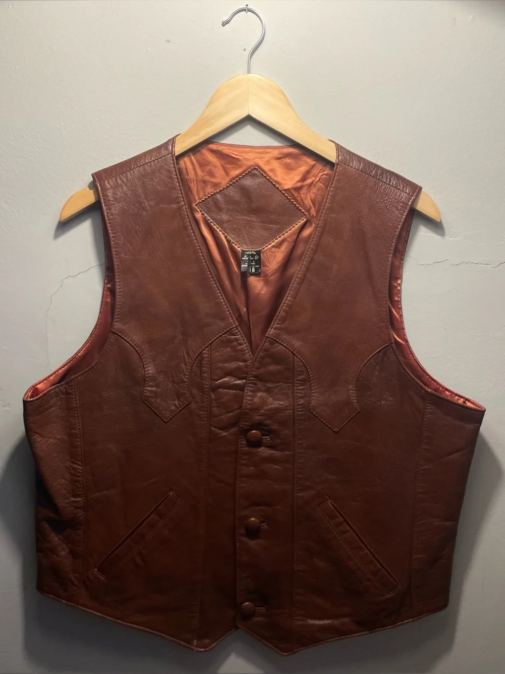 Vintage Suede Leather Vest Size 48